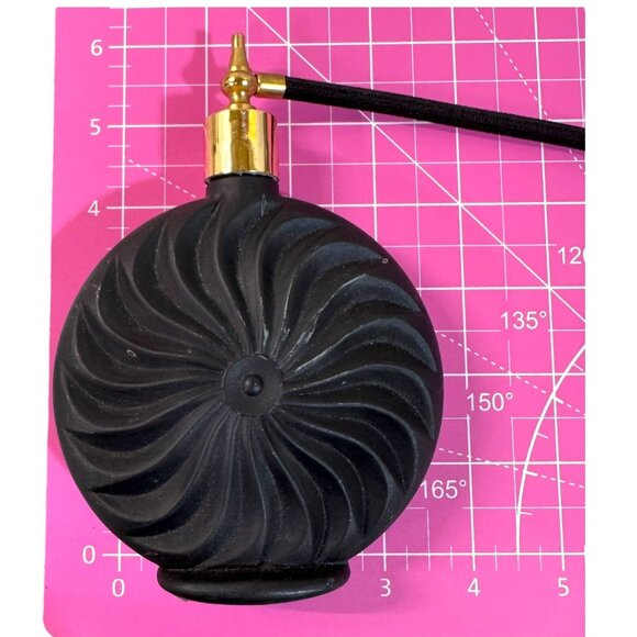 Vtg Art Deco Marcel Franck Black Glass Perfume Bottle Atomizer Hollywood Regency - Picture 4 of 9